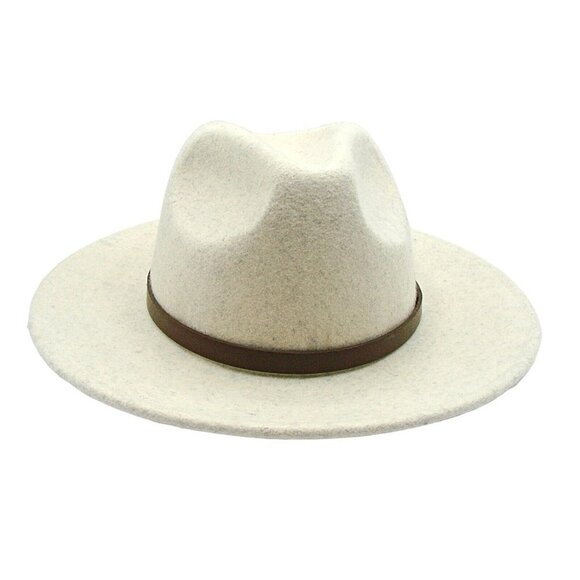 NEW Free People Wool Fedora Wyeth Rodeo Hat Off White One Size Western Boho NWT - Picture 2 of 13